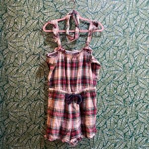 Aerie Flannel PJ Romper & Headband